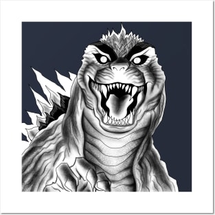 white godzilla in the mist Posters and Art